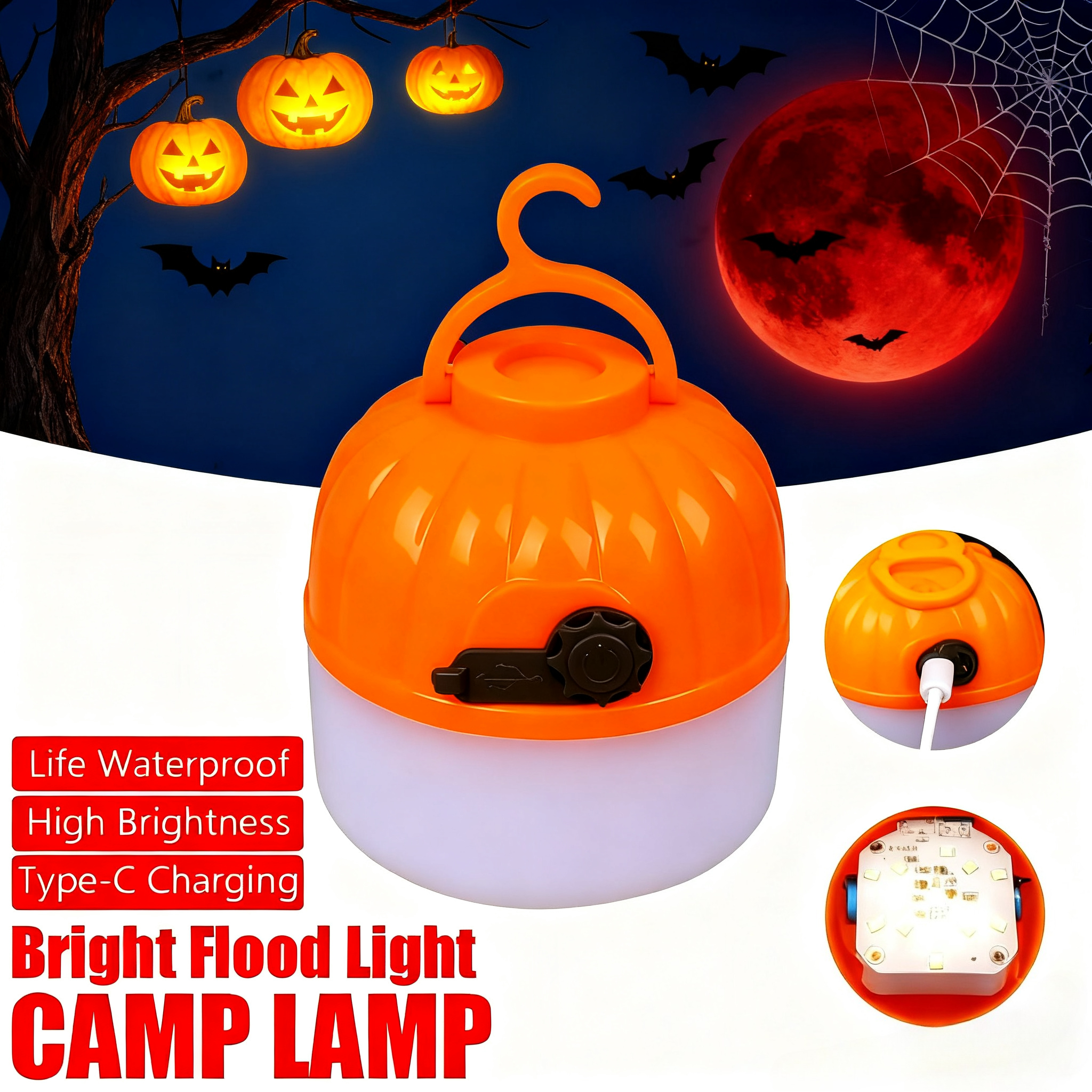 Lighting Decoration Outdoor - Mini Portable Halloween Pumpkin Lantern USB