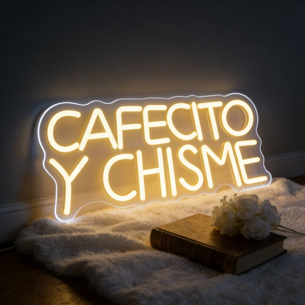 Outdoor Lighting Decor Ideas - Cafecito Y Chisme Spanish Neon Sign