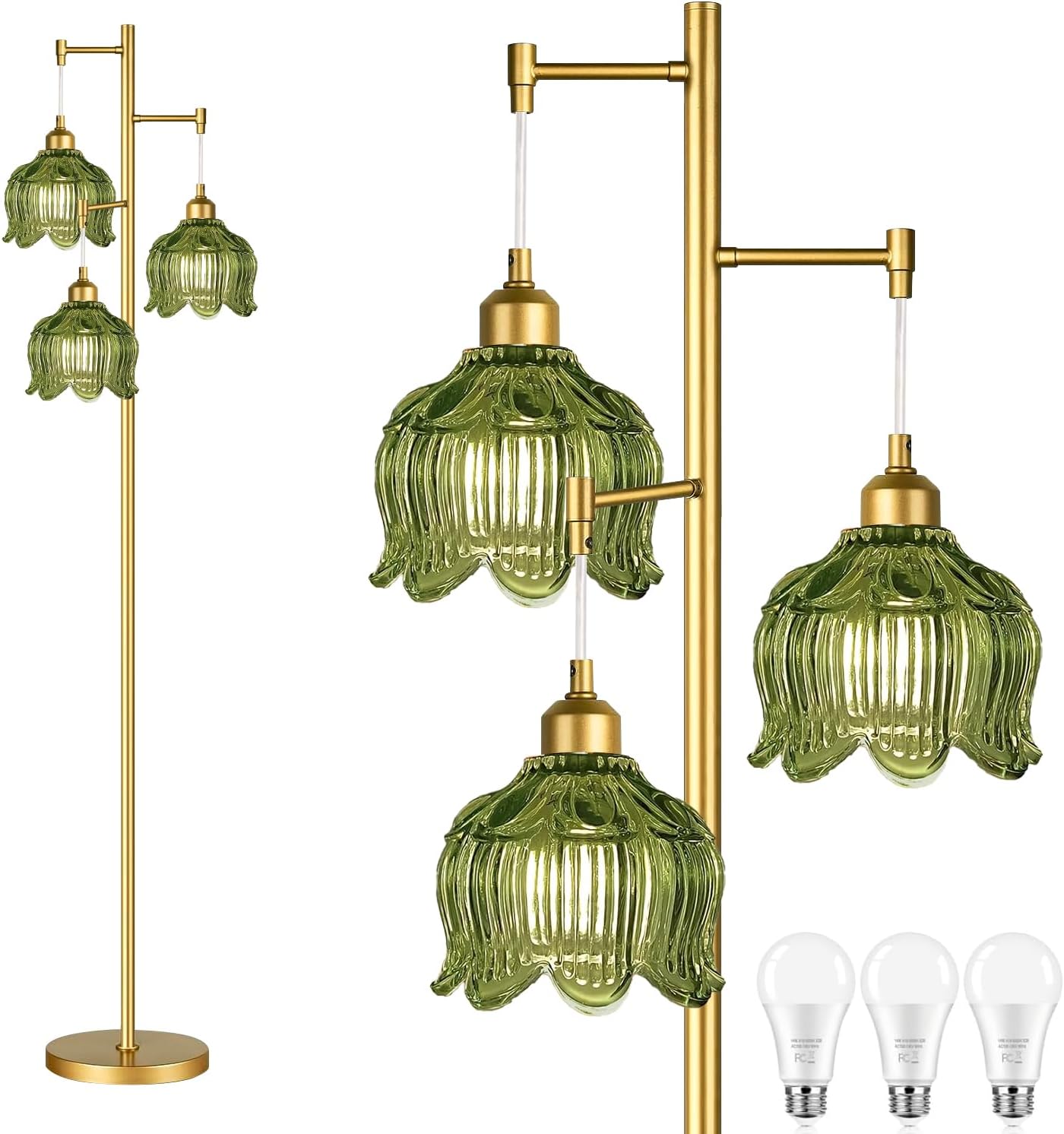 Vintage Gold Glass Floor Lamp  - Decor Lighting Lamps reseña y precio