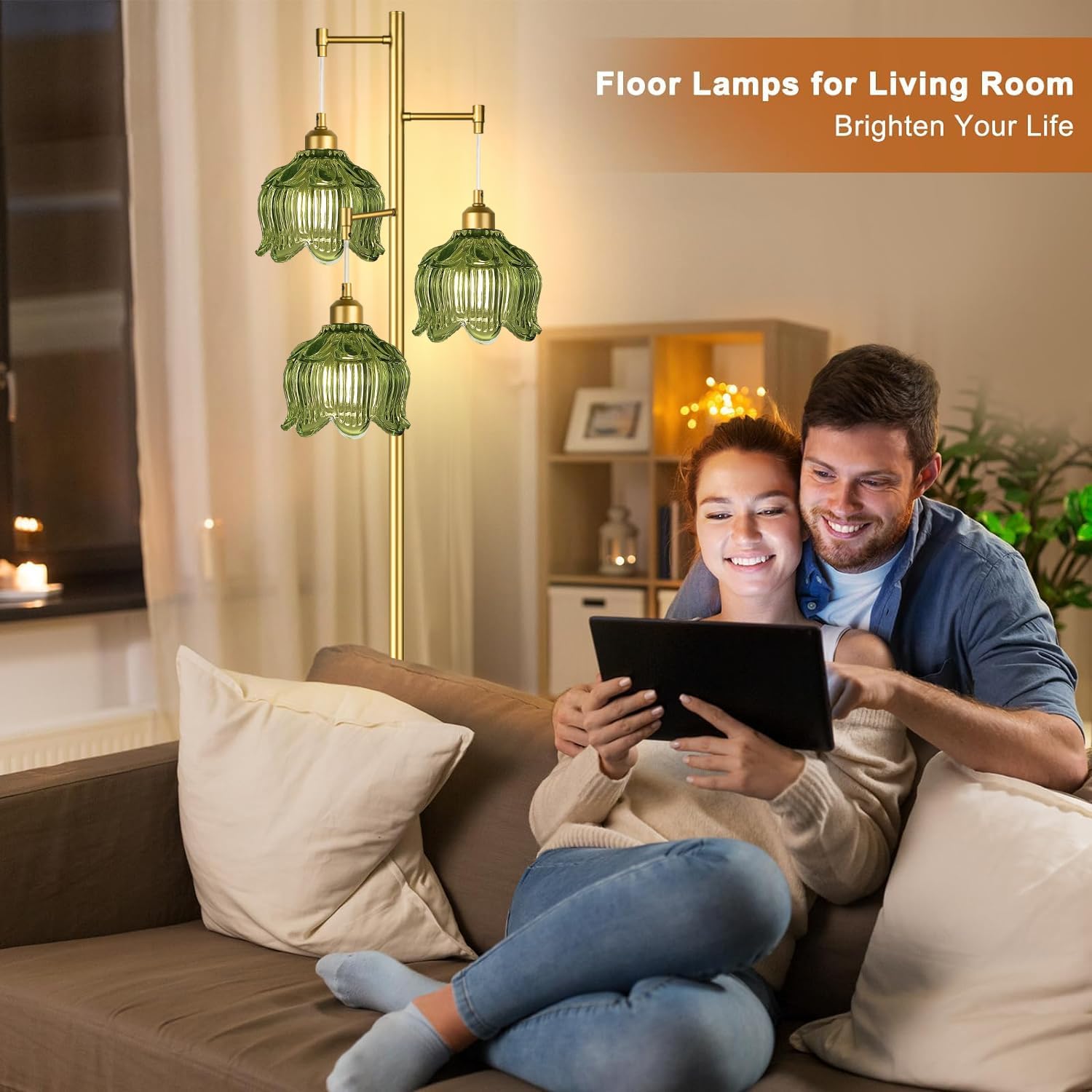 Vintage Gold Glass Floor Lamp  - Decor Lighting Lamps reseña y precio