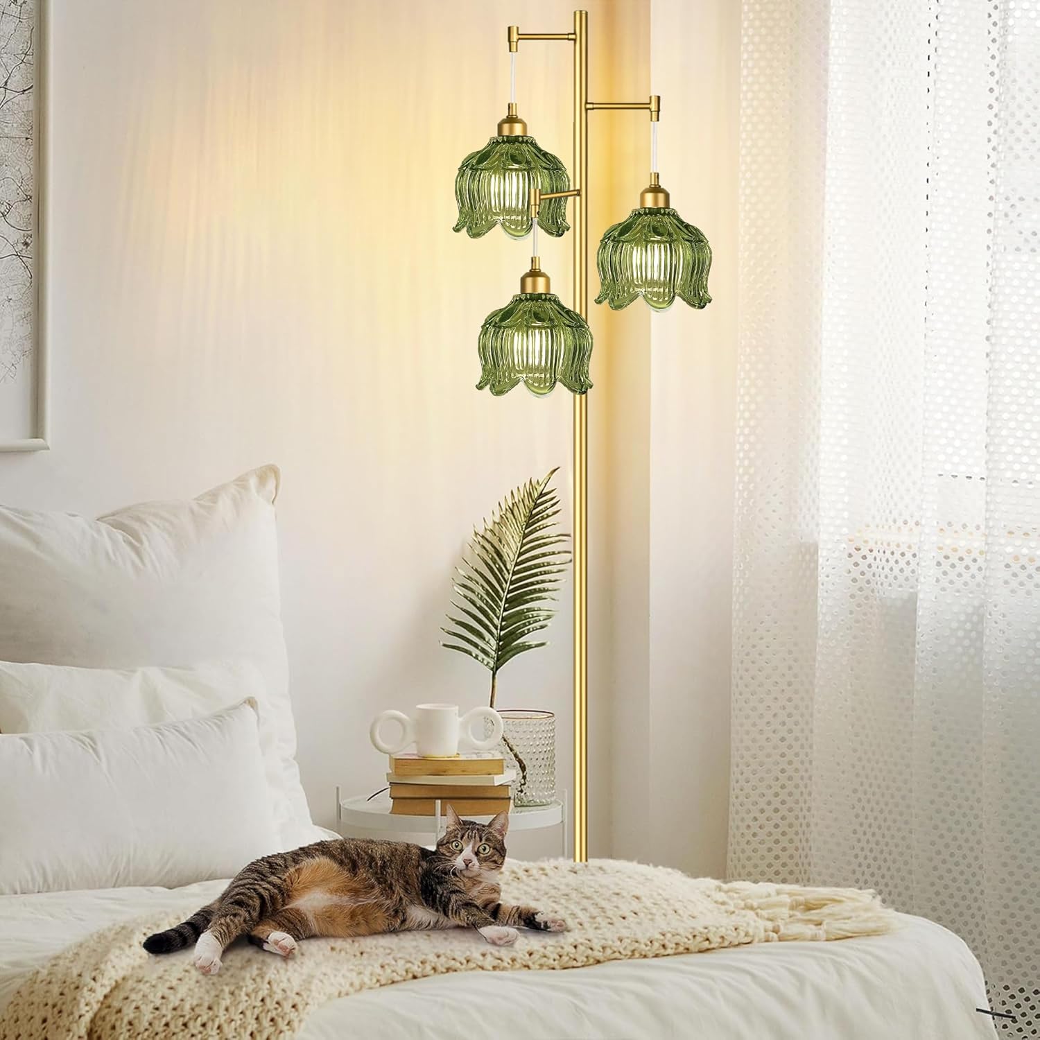 Vintage Gold Glass Floor Lamp  - Decor Lighting Lamps reseña y precio