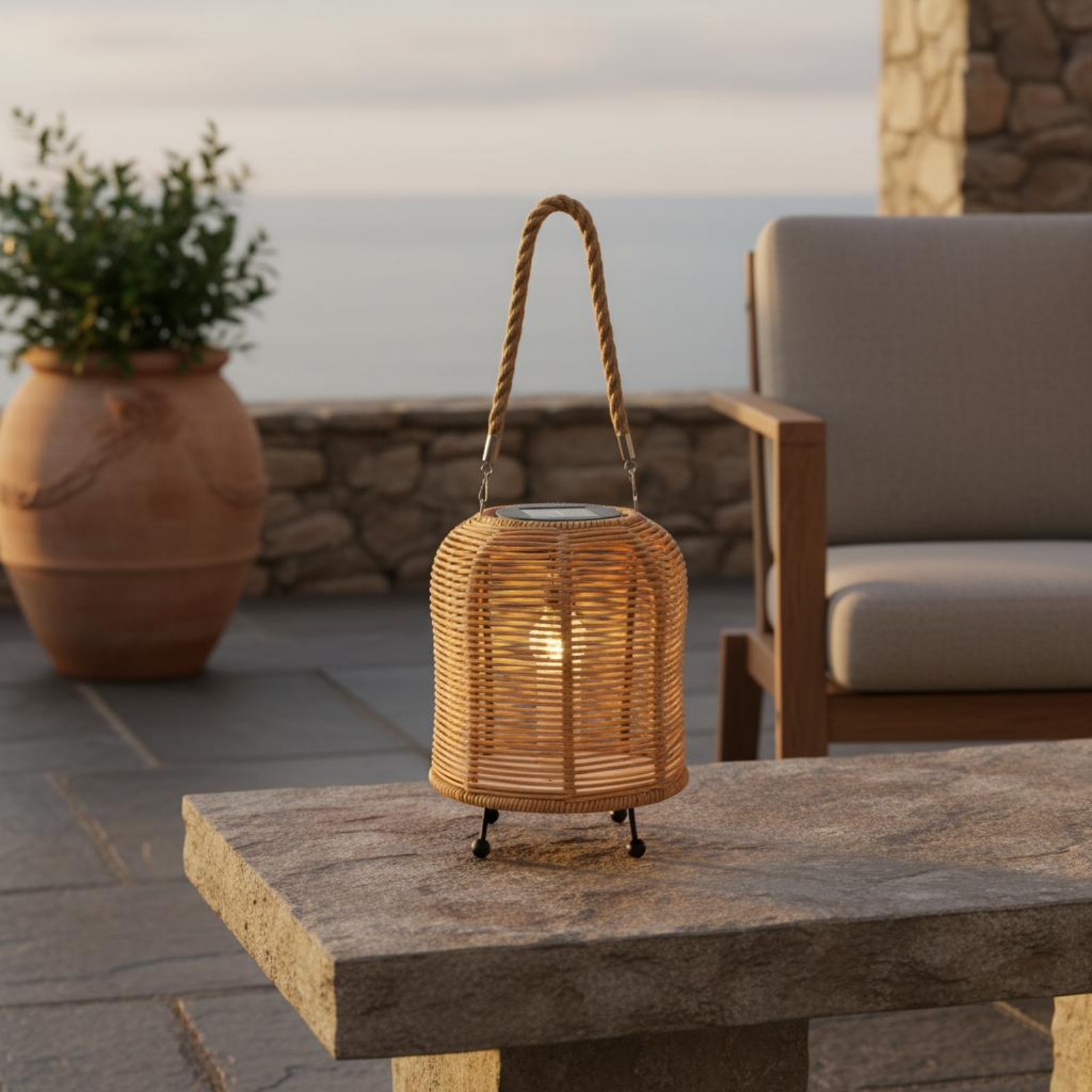 Handwoven Solar Lantern Braide - Garden Lighting Decor reseña y precio