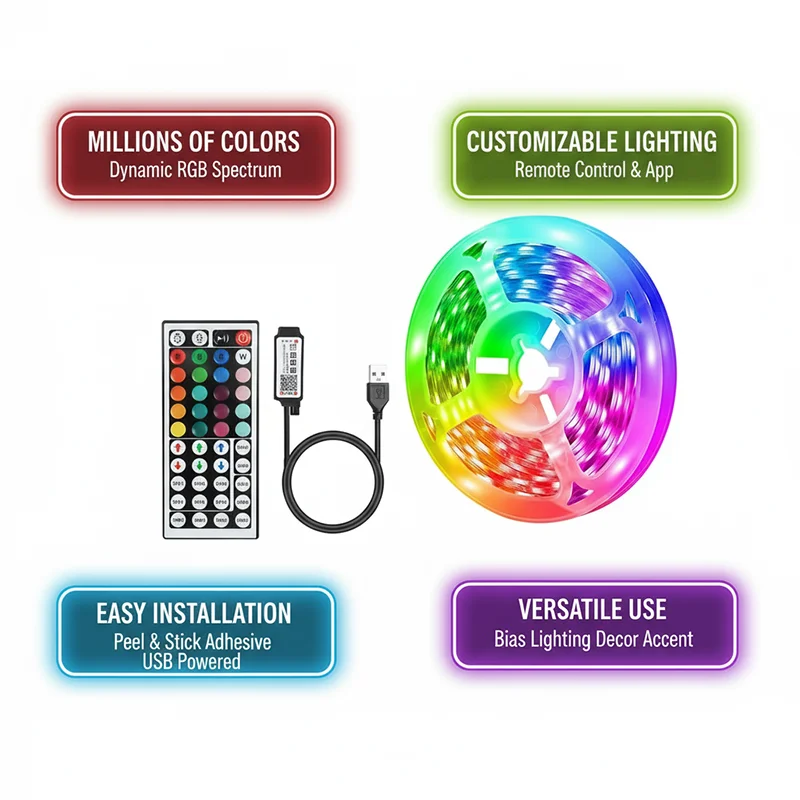 DC 5V USB LED Strip Lights APP - Decor Lighting Lamps reseña y precio