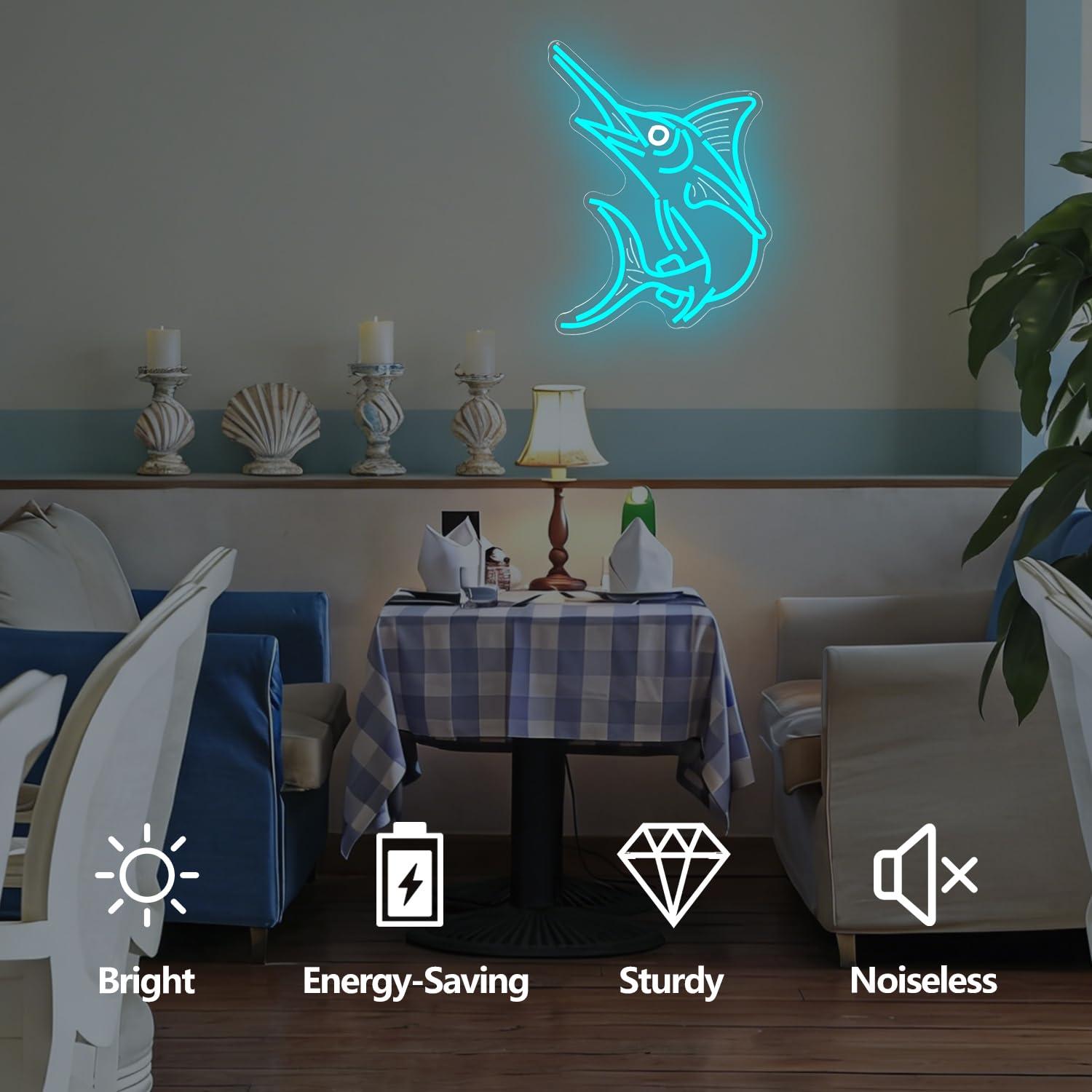 Marlin Fish Neon Sign Deep Sea - Restaurant Lighting Decoration reseña y precio
