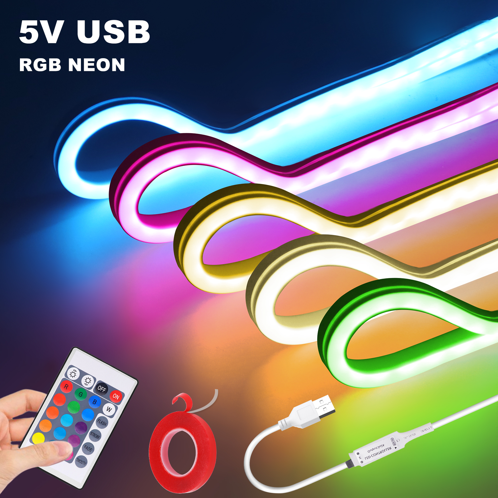 5V RGB Neon Strip Light 1M 2M  - Lighting Decor And More reseña y precio