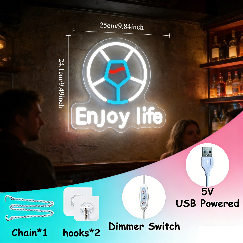 Enjoy Life Neon Sign LED Wall  - Outdoor Lighting Decor Ideas reseña y precio