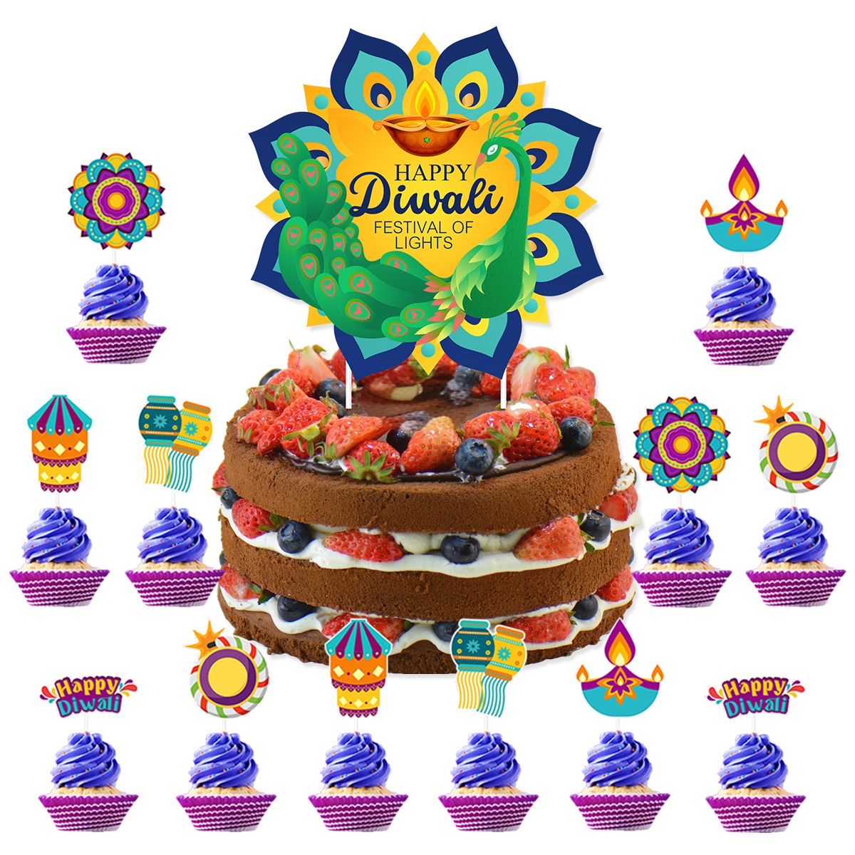 Diwali Theme Cake Decoration,H - Lighting Decoration For Diwali reseña y precio