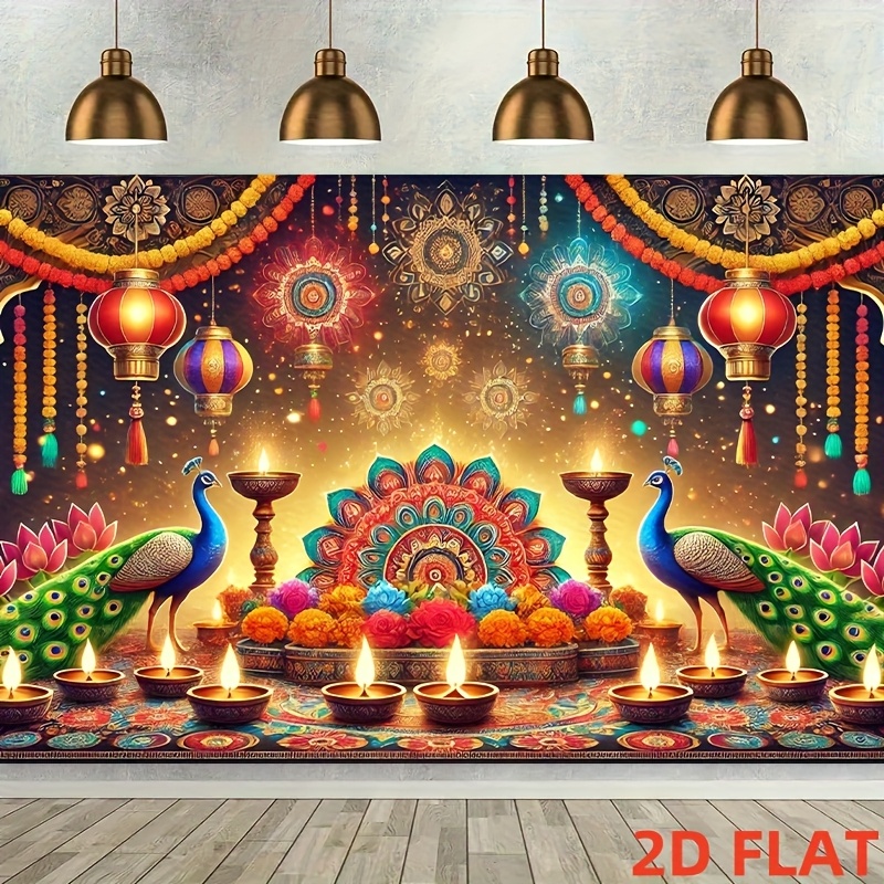 Diwali Peacock Lantern Tapestr - Lighting Decoration For Diwali reseña y precio