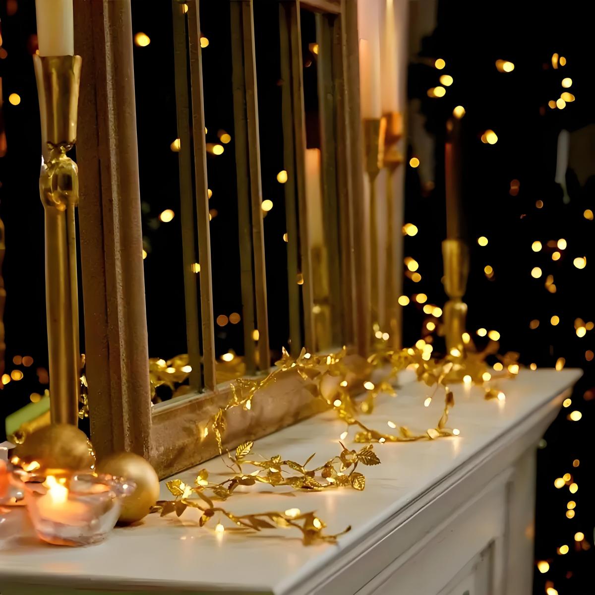 Led Romantic Golden Leaf Fairy - Lighting Decoration For Diwali reseña y precio
