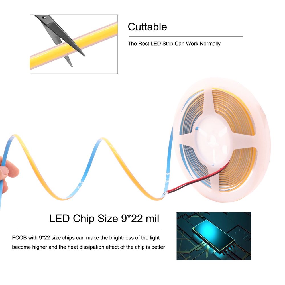 5mm  COB LED Strip 384LEDs/m S - Lighting Decor And More reseña y precio