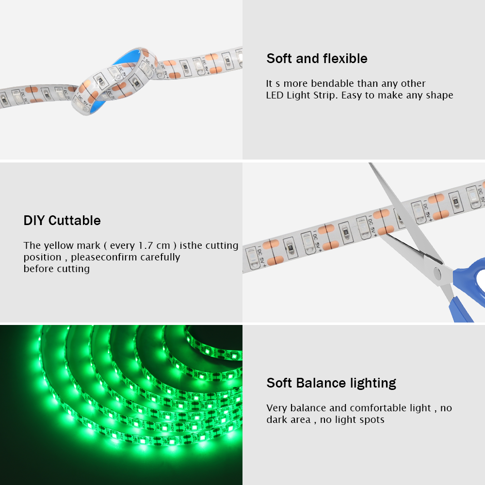 DC 5V USB LED Strips 2835 Whit - Lighting Decor And More reseña y precio