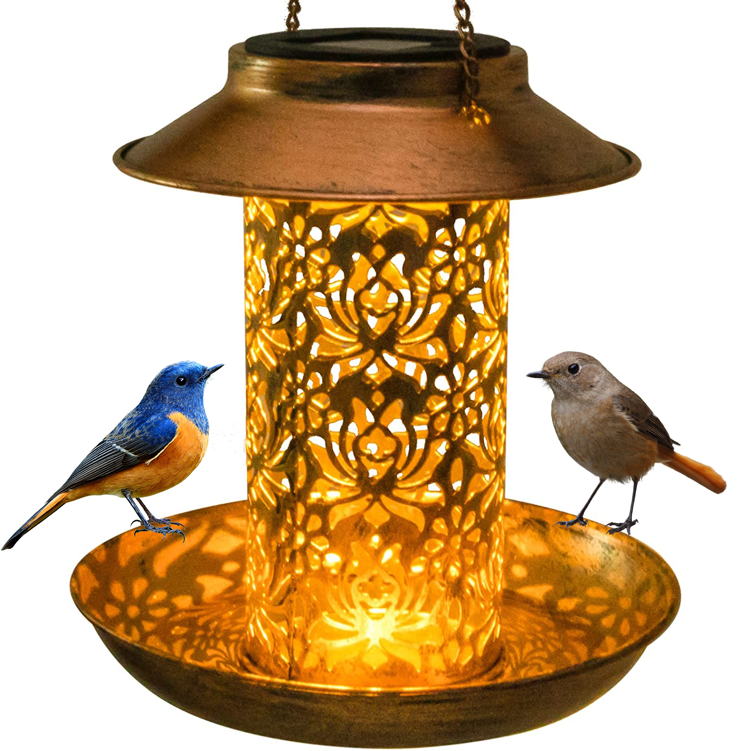 Solar Bird Feeder Metal Outdoo - Outdoor Lighting Decor Ideas reseña y precio