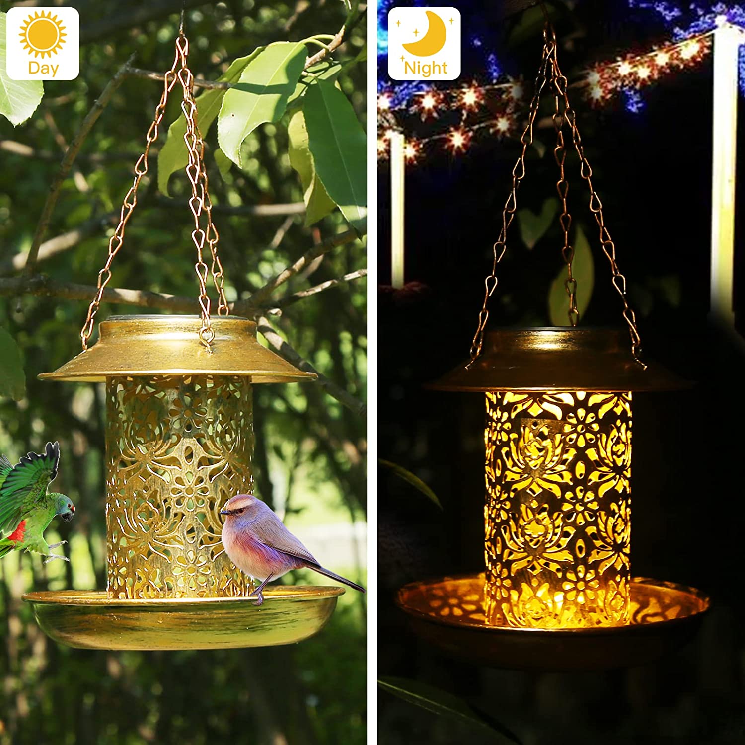 Solar Bird Feeder Metal Outdoo - Outdoor Lighting Decor Ideas reseña y precio
