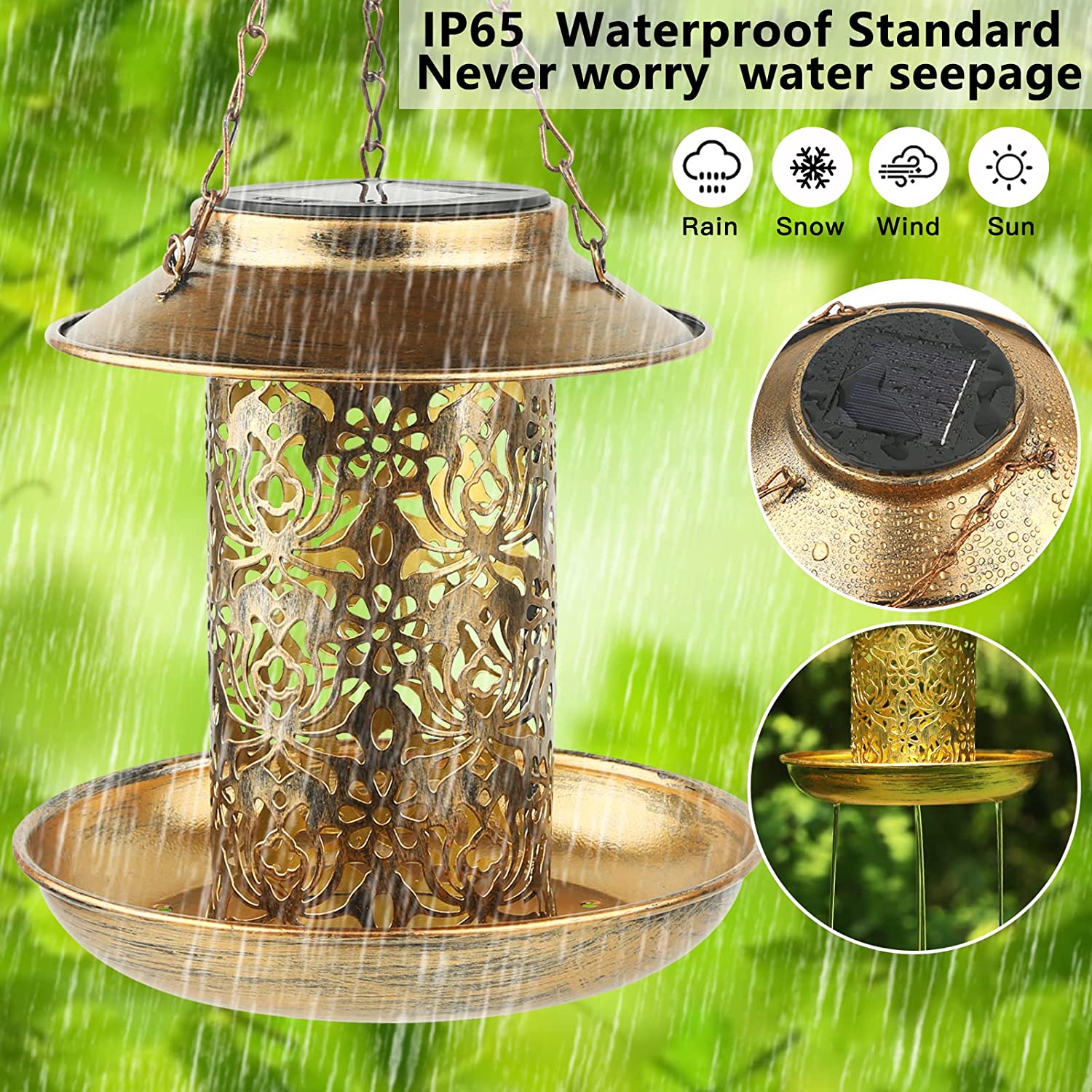 Solar Bird Feeder Metal Outdoo - Outdoor Lighting Decor Ideas reseña y precio