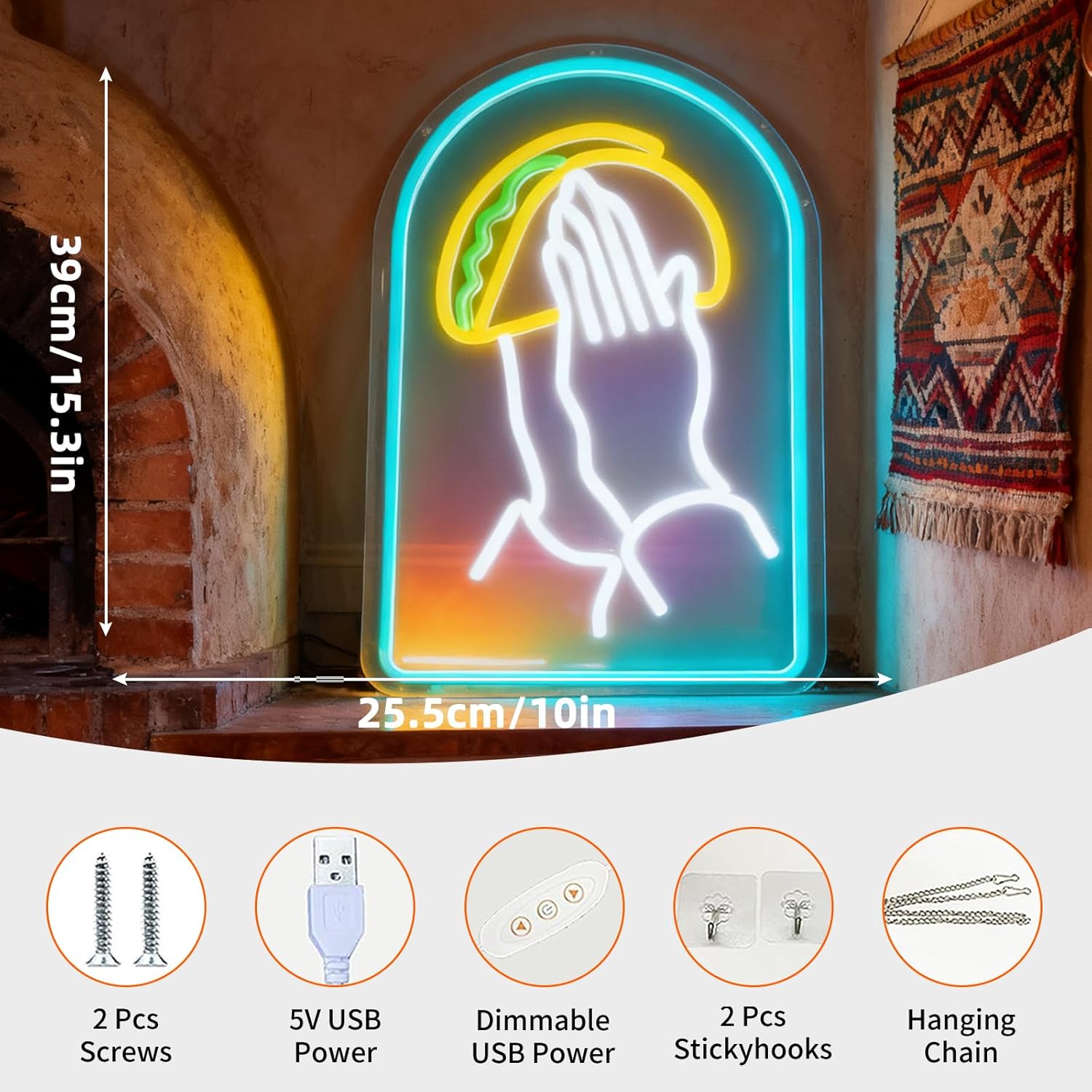 Taco LED Neon Sign LED Wall Li - Outdoor Lighting Decor Ideas reseña y precio