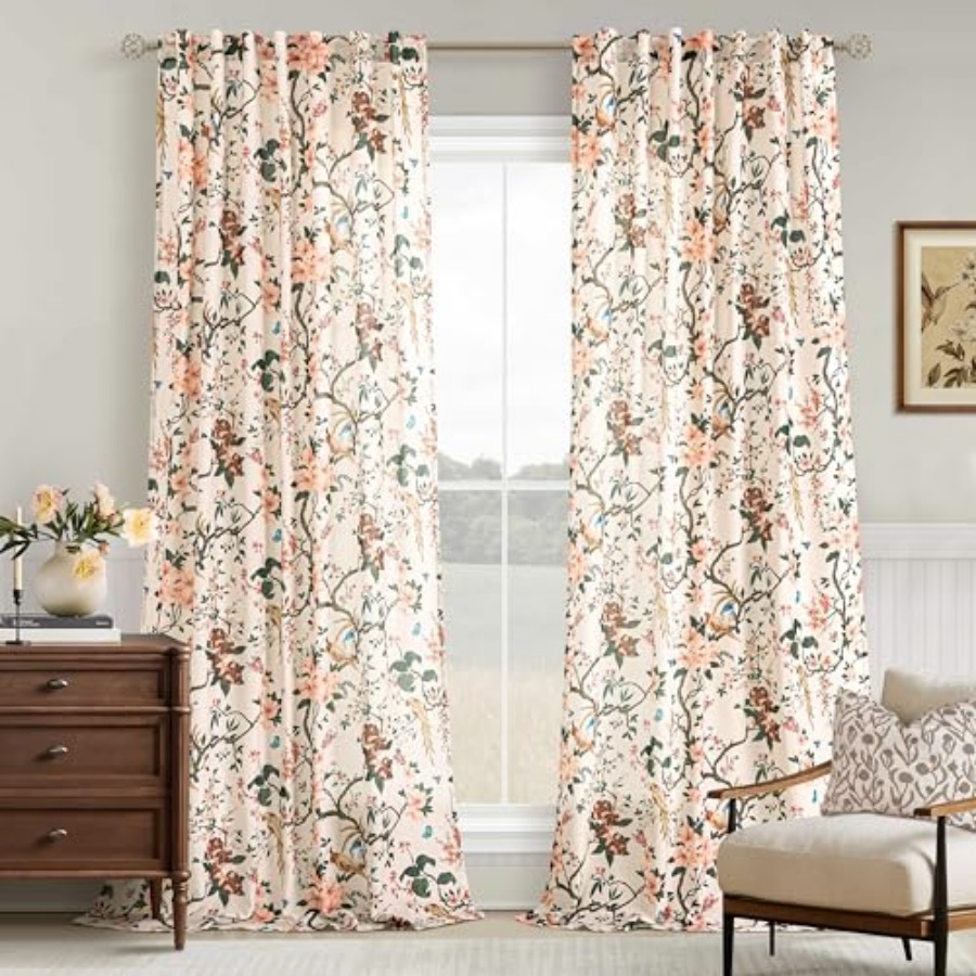 120 Inch Floral Bird Curtains  - Vintage Lighting Decor reseña y precio