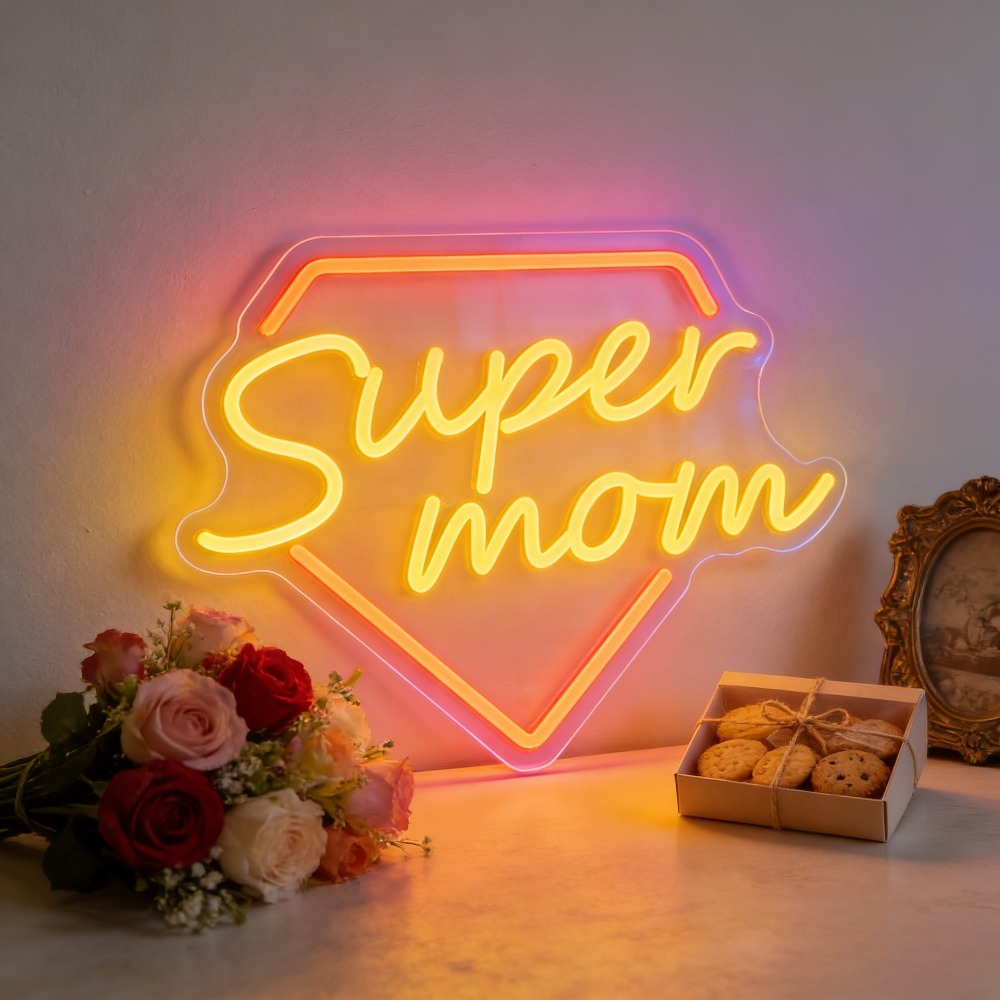 Super Mom Neon Sign LED Wall L - Outdoor Lighting Decor Ideas reseña y precio