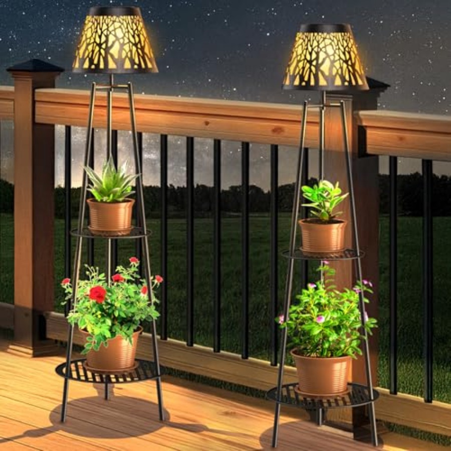 2 Pack Outdoor Solar Floor Lam - Garden Lighting Decor reseña y precio