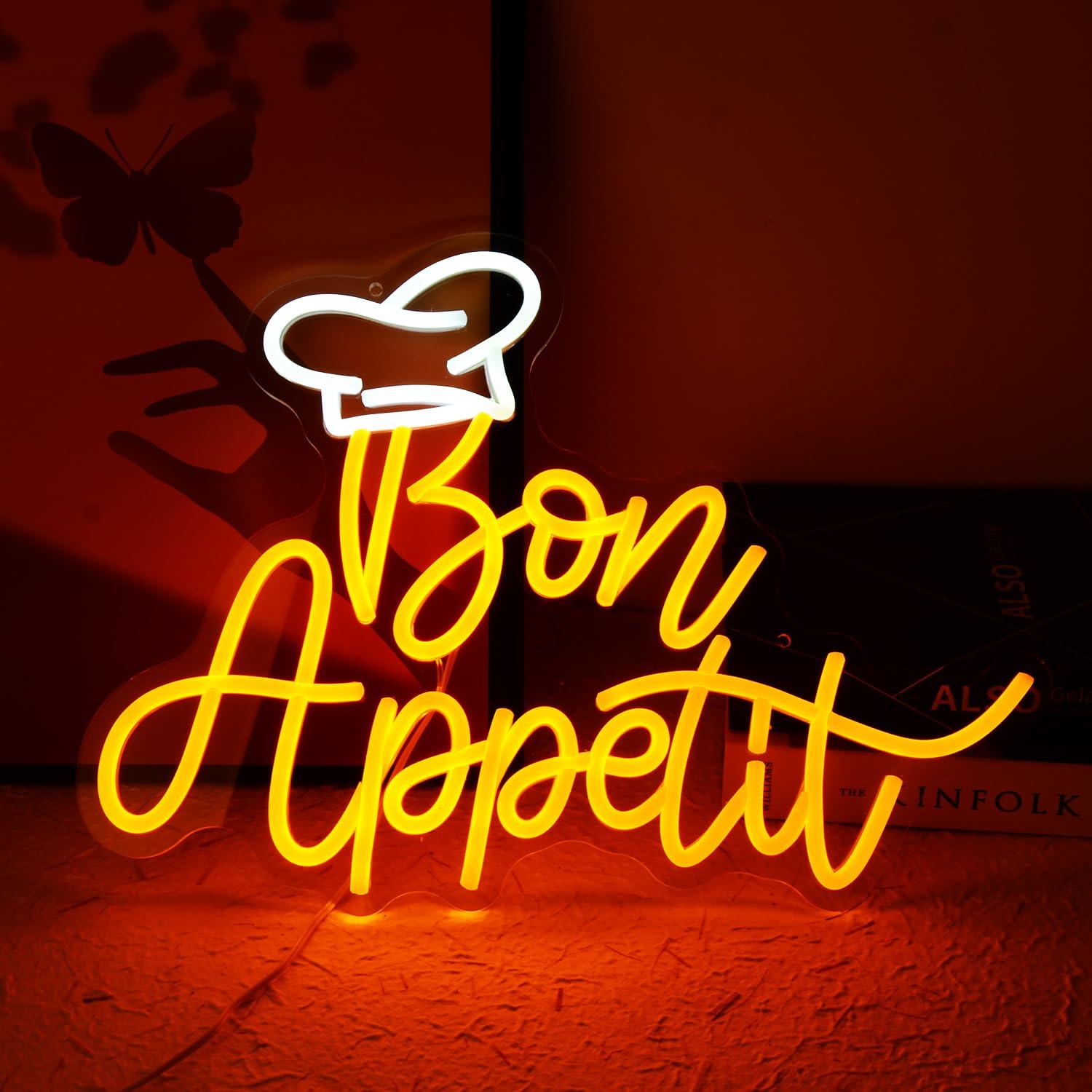 Bon Appetit Chef Hat Neon Sign - Restaurant Lighting Decoration reseña y precio