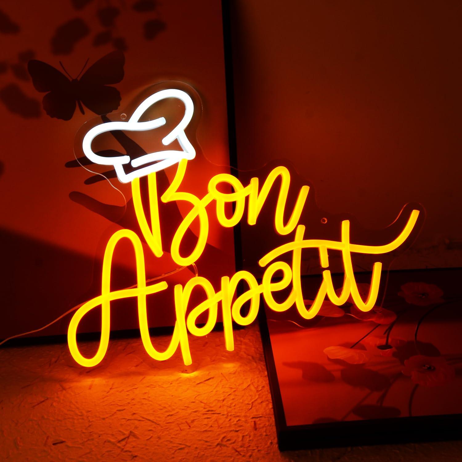 Bon Appetit Chef Hat Neon Sign - Restaurant Lighting Decoration reseña y precio