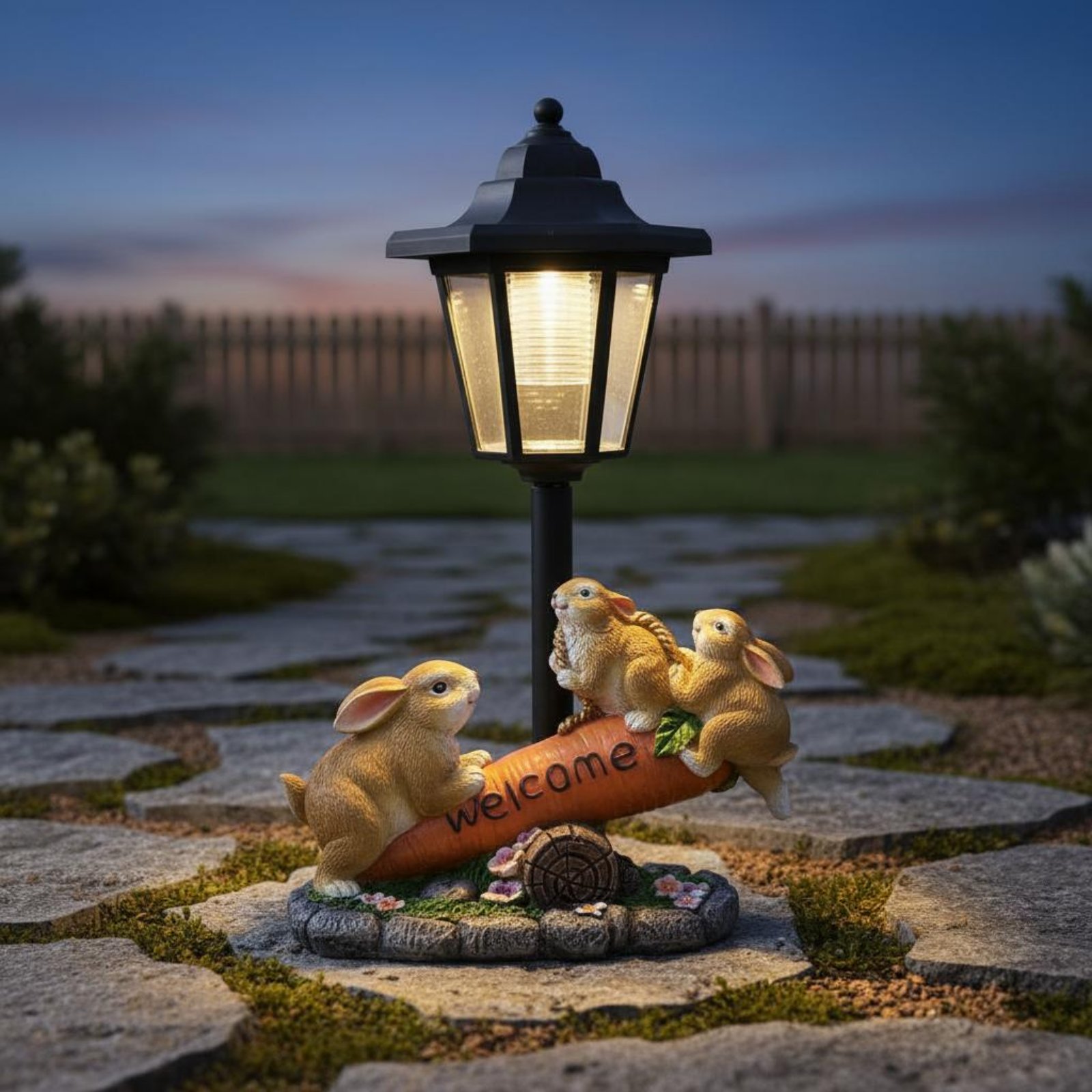 Solar Rabbit Statue Decorative - Garden Lighting Decor reseña y precio