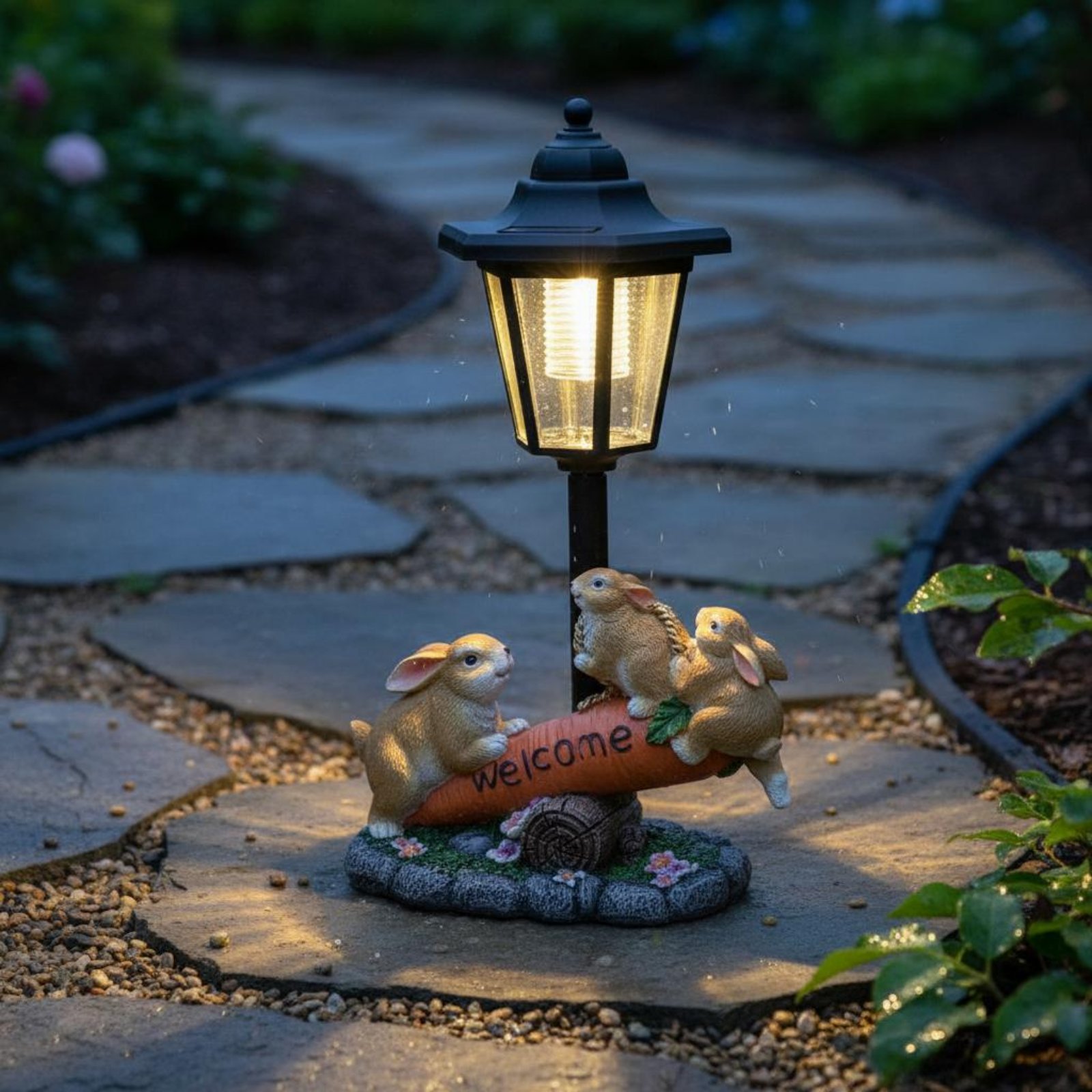 Solar Rabbit Statue Decorative - Garden Lighting Decor reseña y precio