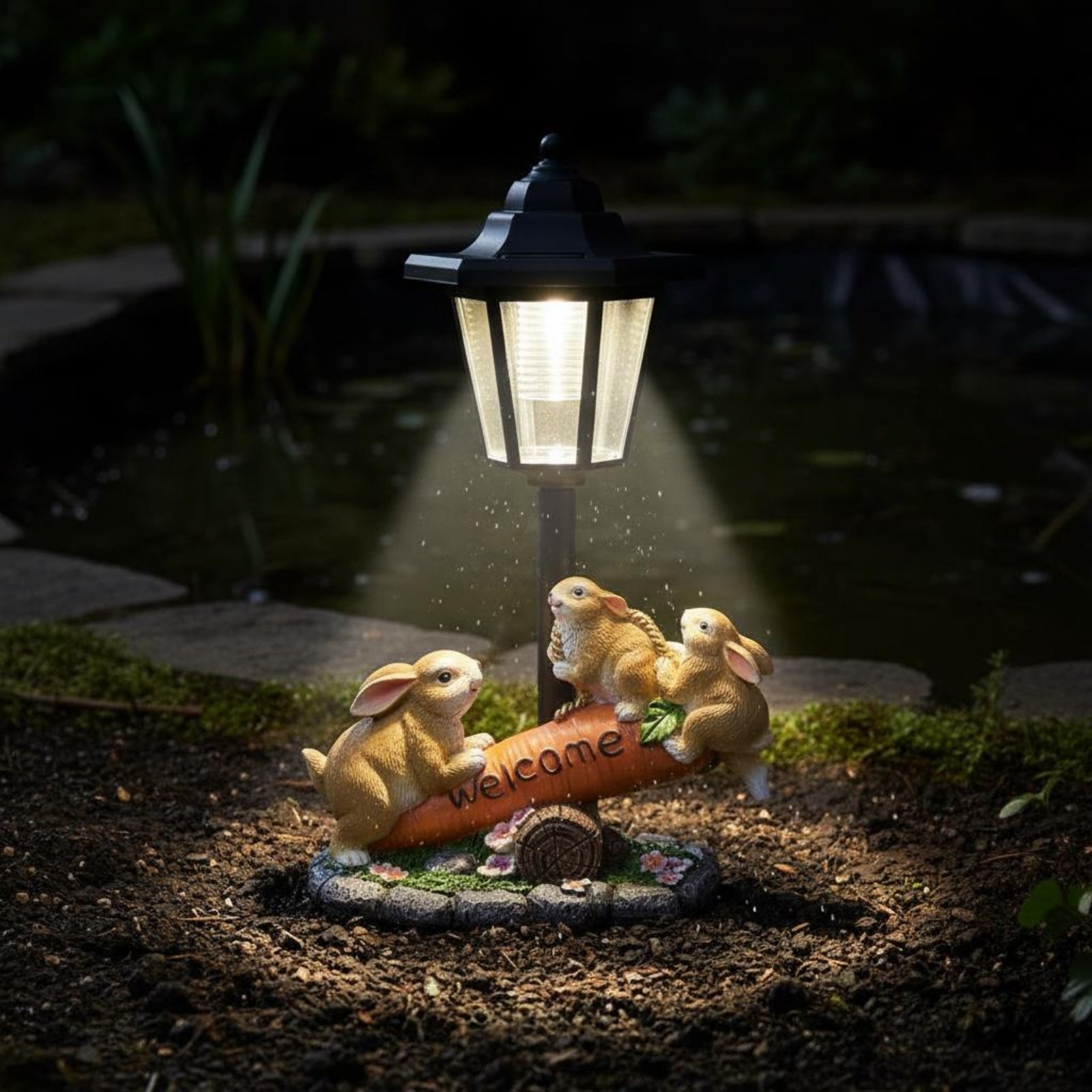Solar Rabbit Statue Decorative - Garden Lighting Decor reseña y precio