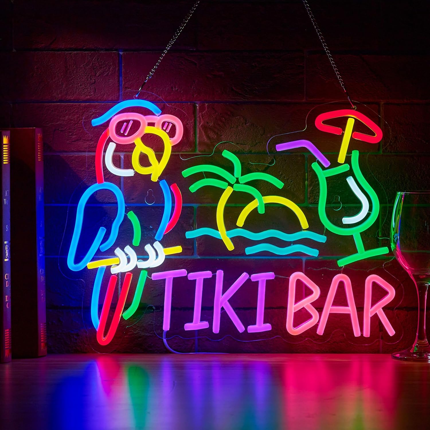Tiki Bar Parrot Palm Tree Neon - Restaurant Lighting Decoration reseña y precio