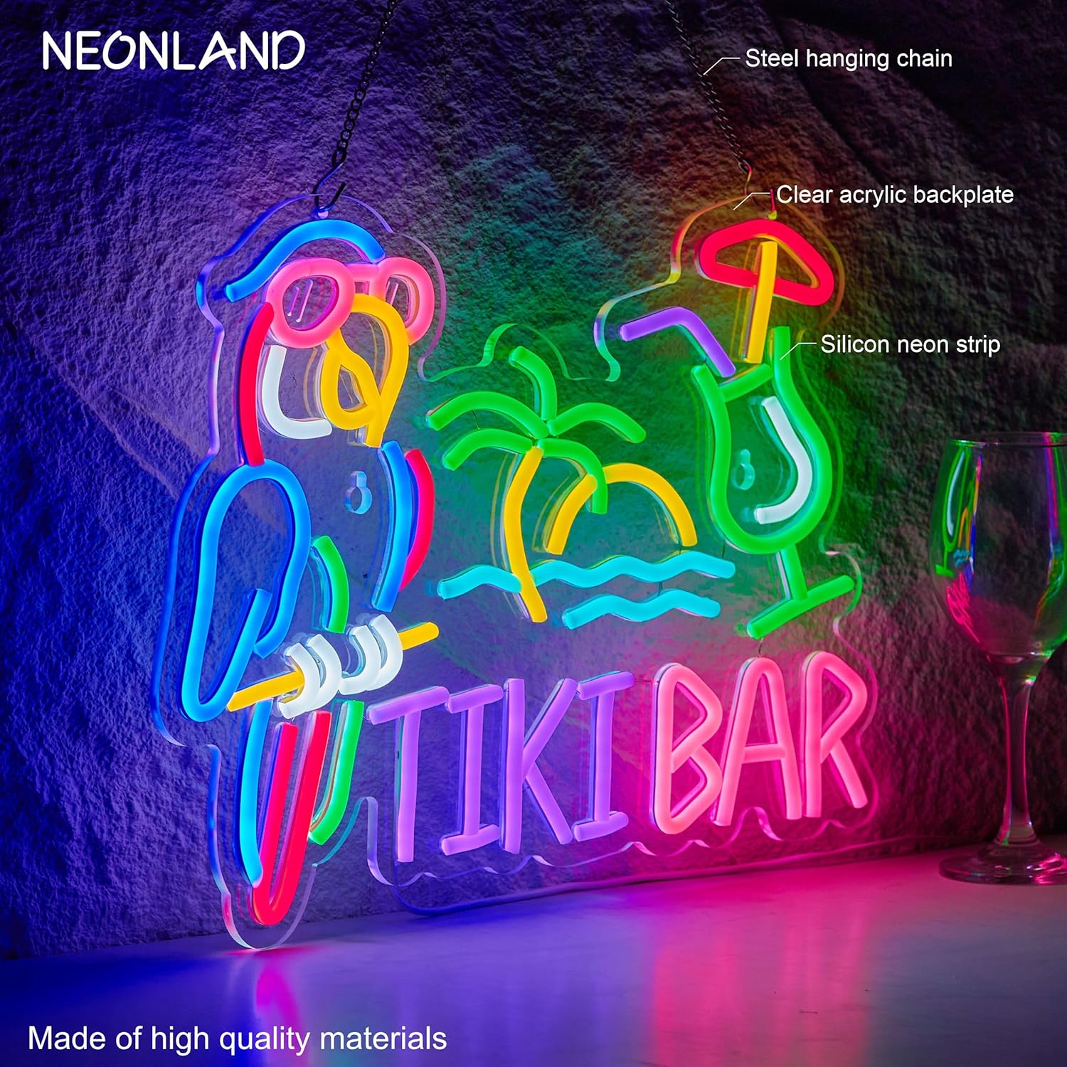 Tiki Bar Parrot Palm Tree Neon - Restaurant Lighting Decoration reseña y precio