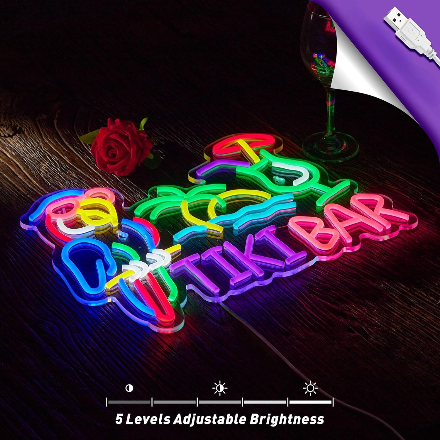Tiki Bar Parrot Palm Tree Neon - Restaurant Lighting Decoration reseña y precio