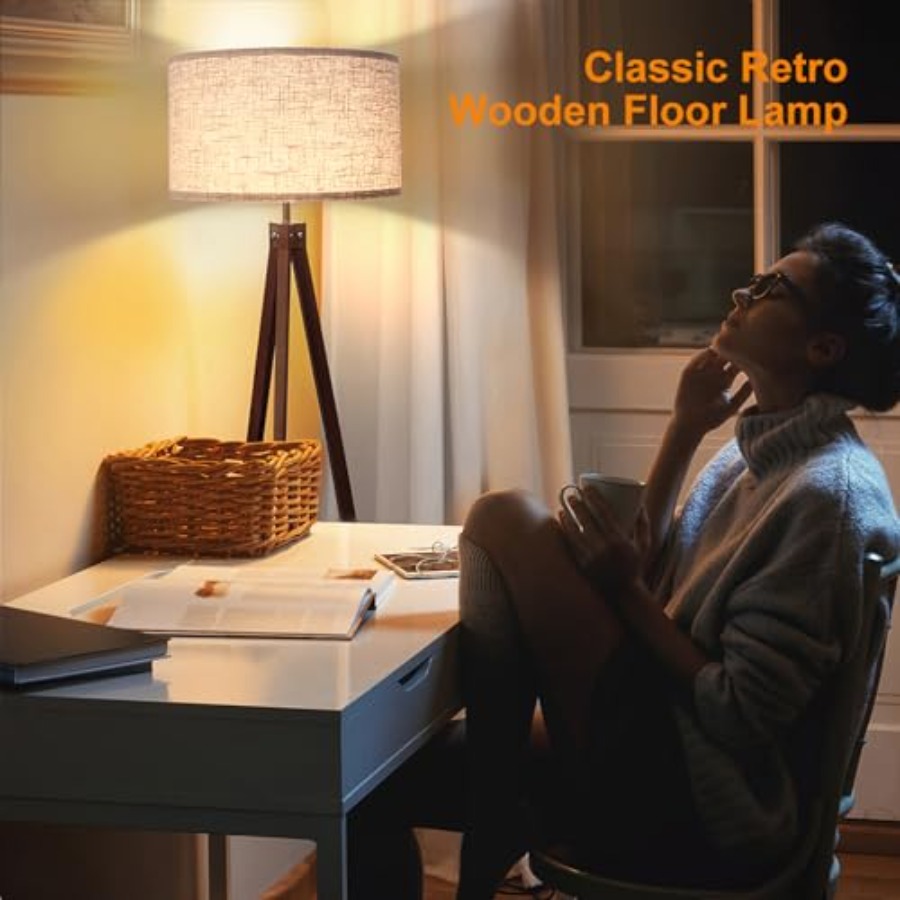Wood Tripod Floor Lamp, Mid Ce - Floor Lamp Tripod reseña y precio
