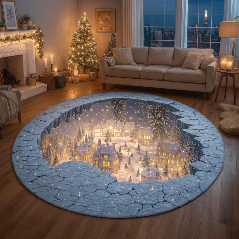 3D Christmas Village Rug Winte - Outdoor Lighting Decor Ideas reseña y precio
