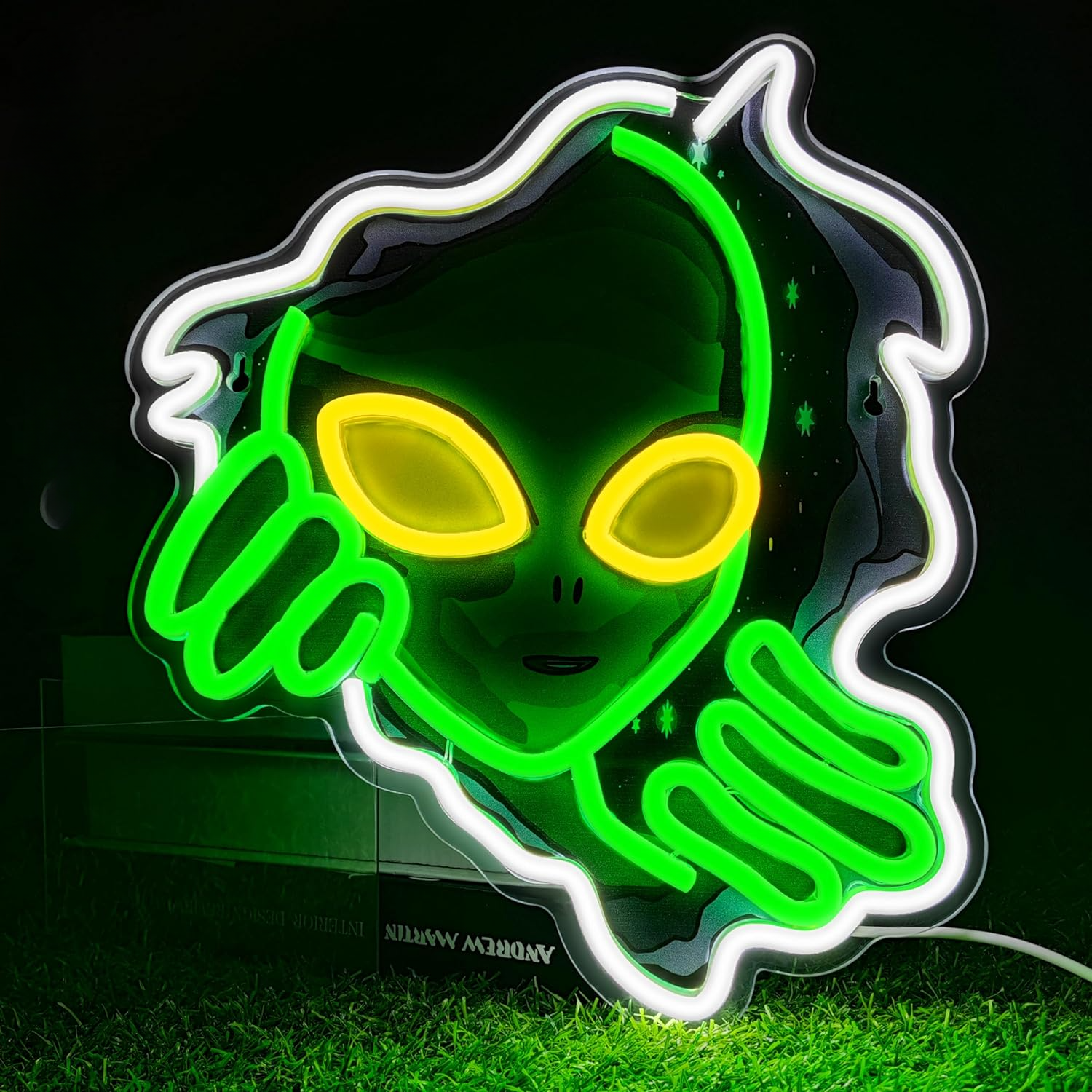 Alien Face Neon Sign Green Glo - Outdoor Lighting Decor Ideas reseña y precio