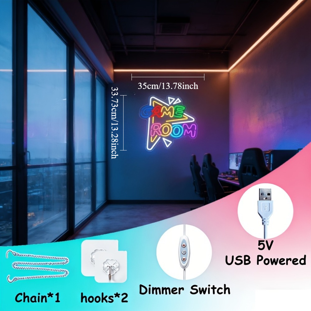 GAME ROOM LED Neon Sign Dimmab - Outdoor Lighting Decor Ideas reseña y precio
