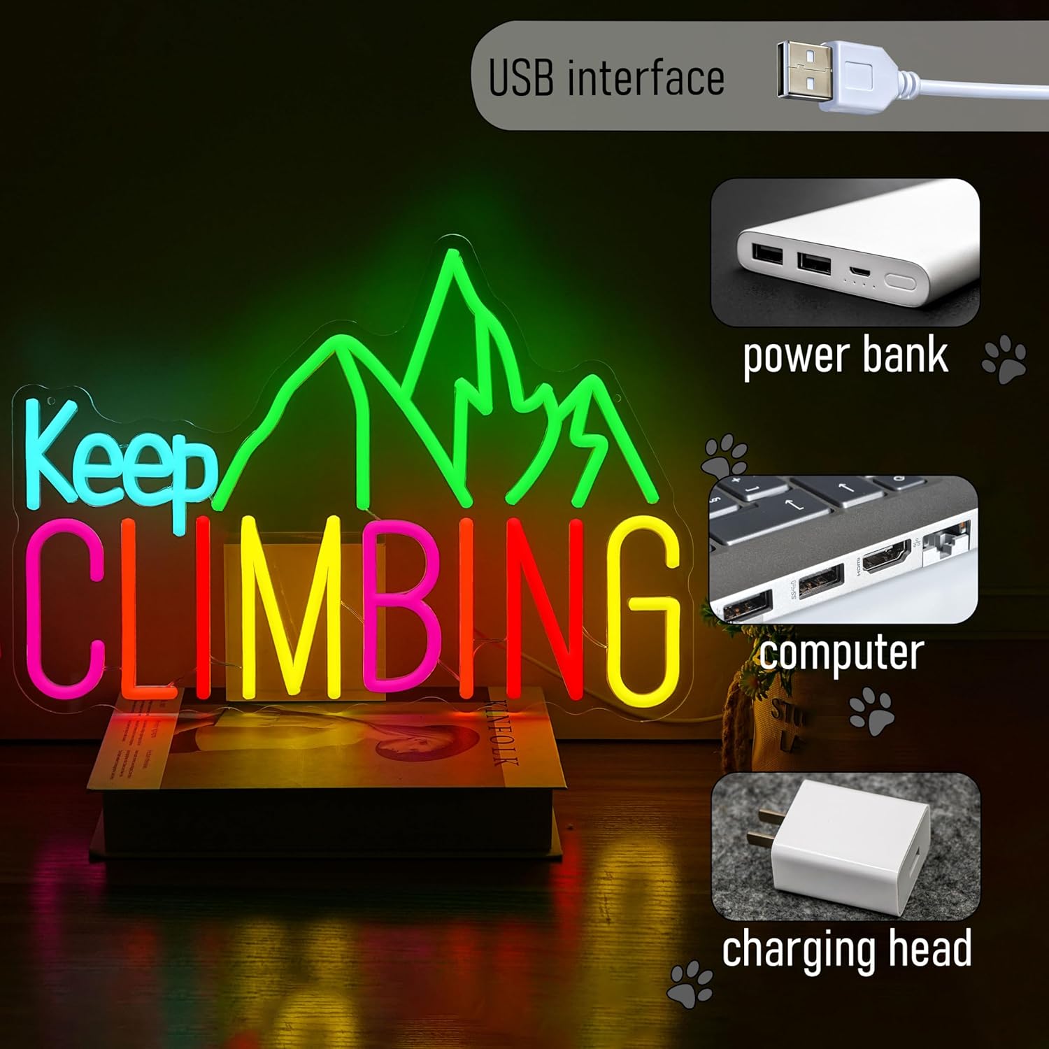 Keep Climbing Neon Sign USB Le - Garden Lighting Decor reseña y precio