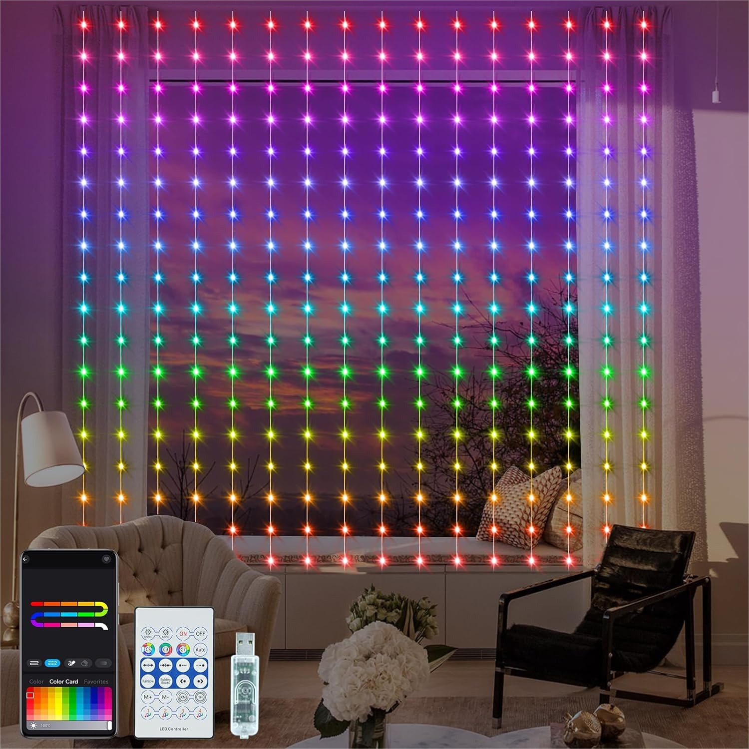 Smart Curtain Lights RGB 5050  - Garden Lighting Decor reseña y precio