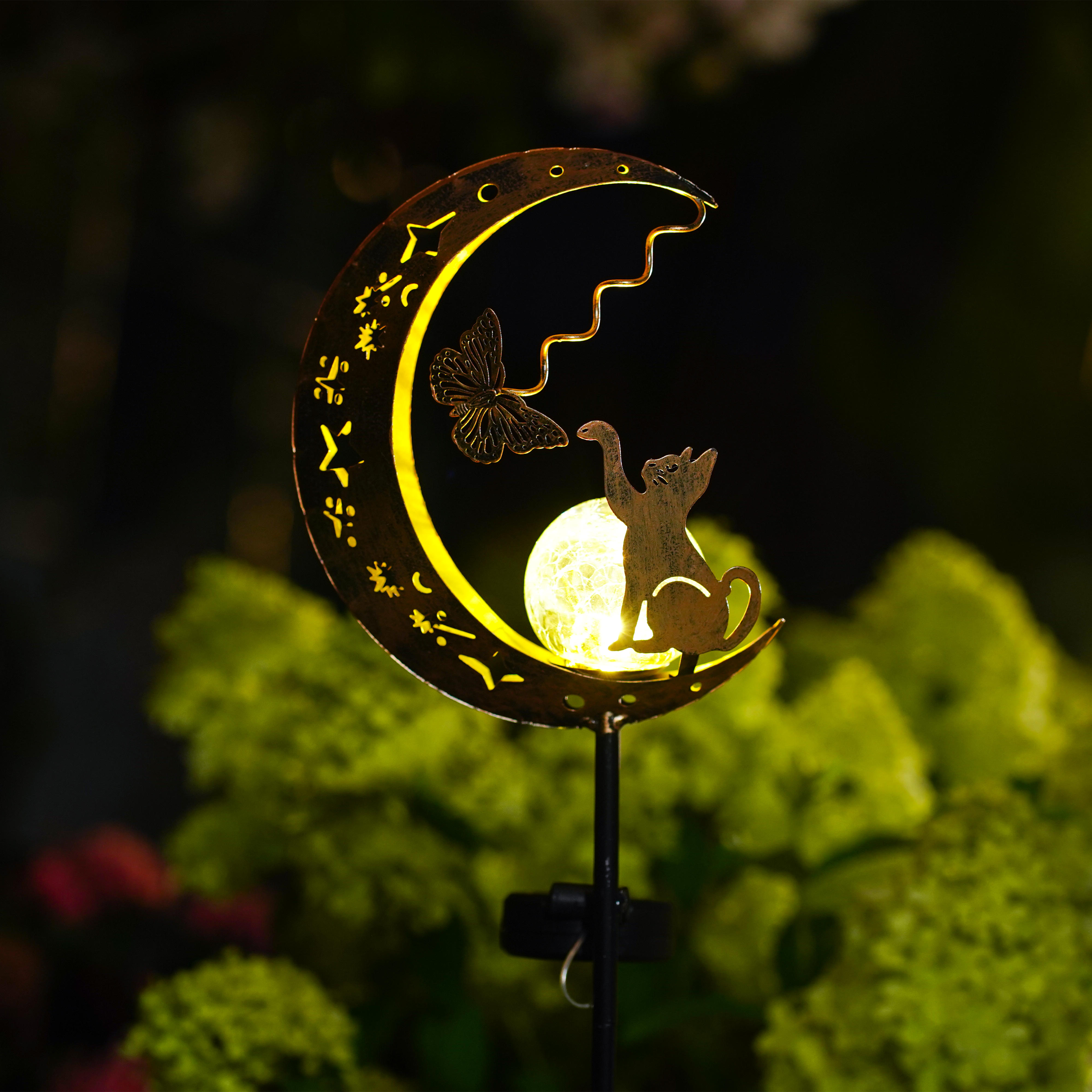 1 PC Cat Moon Solar Light Iron - Elements Lighting Decor reseña y precio