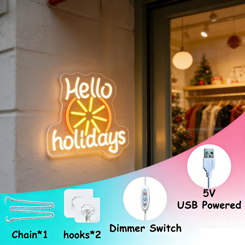 Hello Holidays LED Neon Signs  - Outdoor Lighting Decor Ideas reseña y precio
