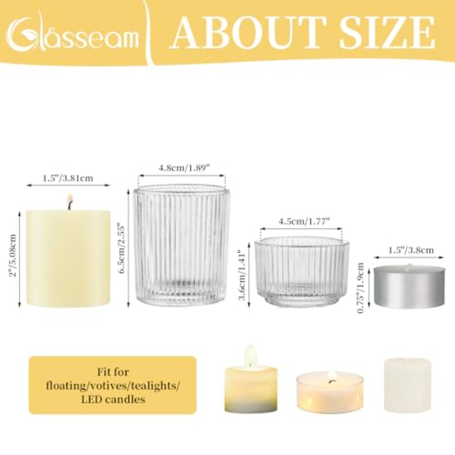 Clear Glass Votive Candle Hold - Vintage Lighting Decor reseña y precio
