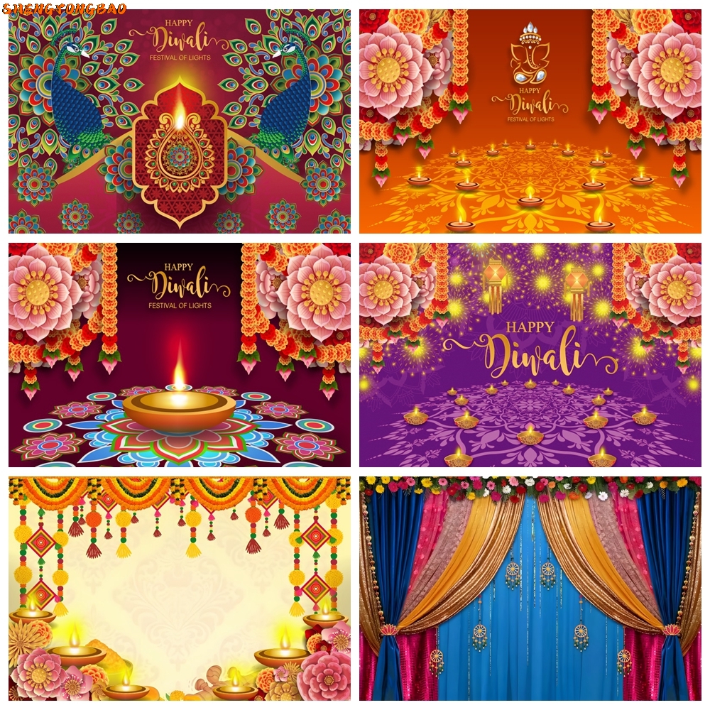 Happy Diwali Backdrop for Phot - Lighting Decoration For Diwali reseña y precio