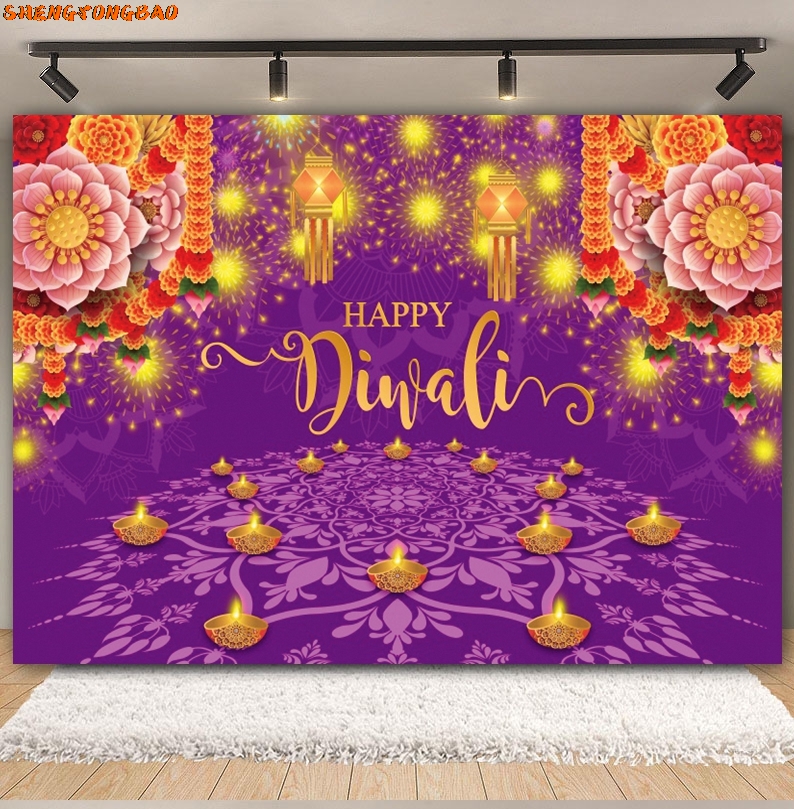 Happy Diwali Backdrop for Phot - Lighting Decoration For Diwali reseña y precio