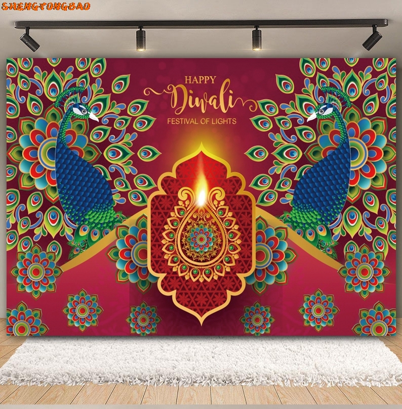 Happy Diwali Backdrop for Phot - Lighting Decoration For Diwali reseña y precio