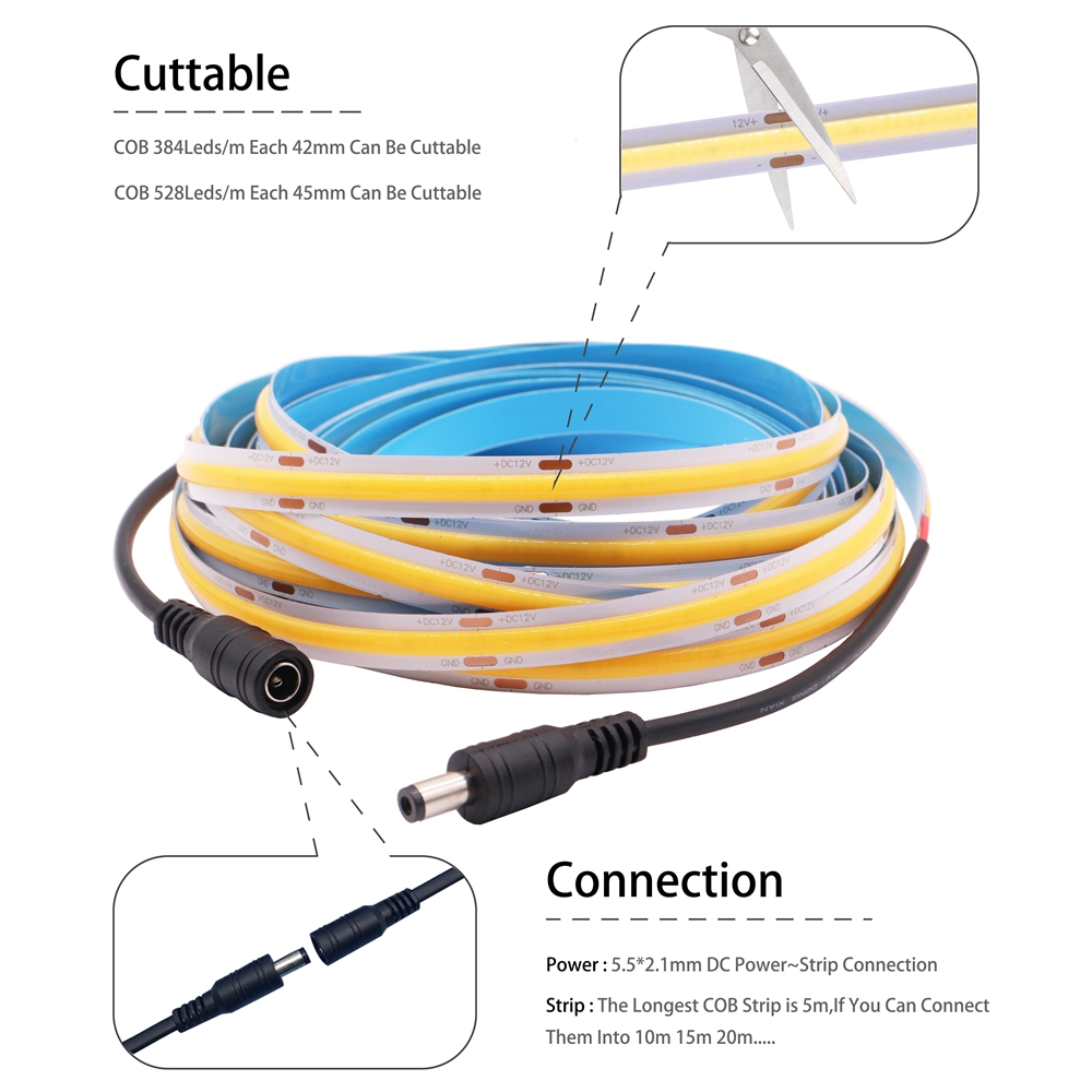 FOB COB LED Strip 480LEDs/m 52 - Lighting Decor And More reseña y precio