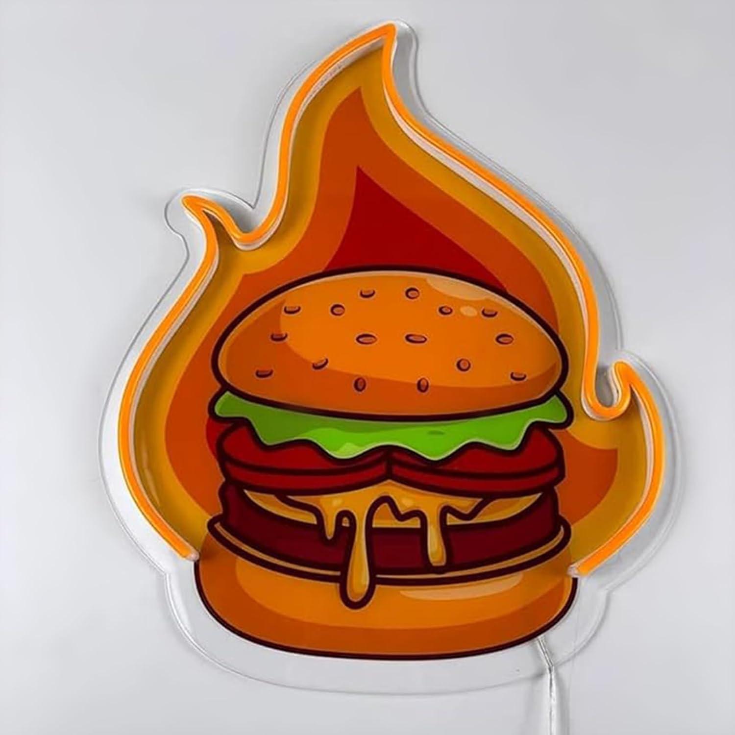 Burger Neon Sign LED Hamburger - Restaurant Lighting Decoration reseña y precio