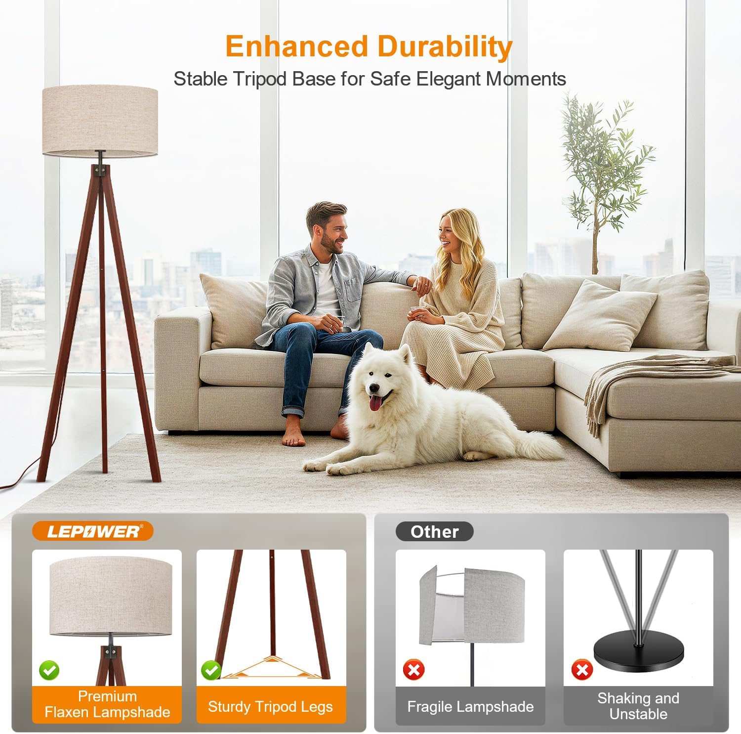 Wood Tripod Floor Lamp, Mid Ce - Floor Lamp Tripod reseña y precio