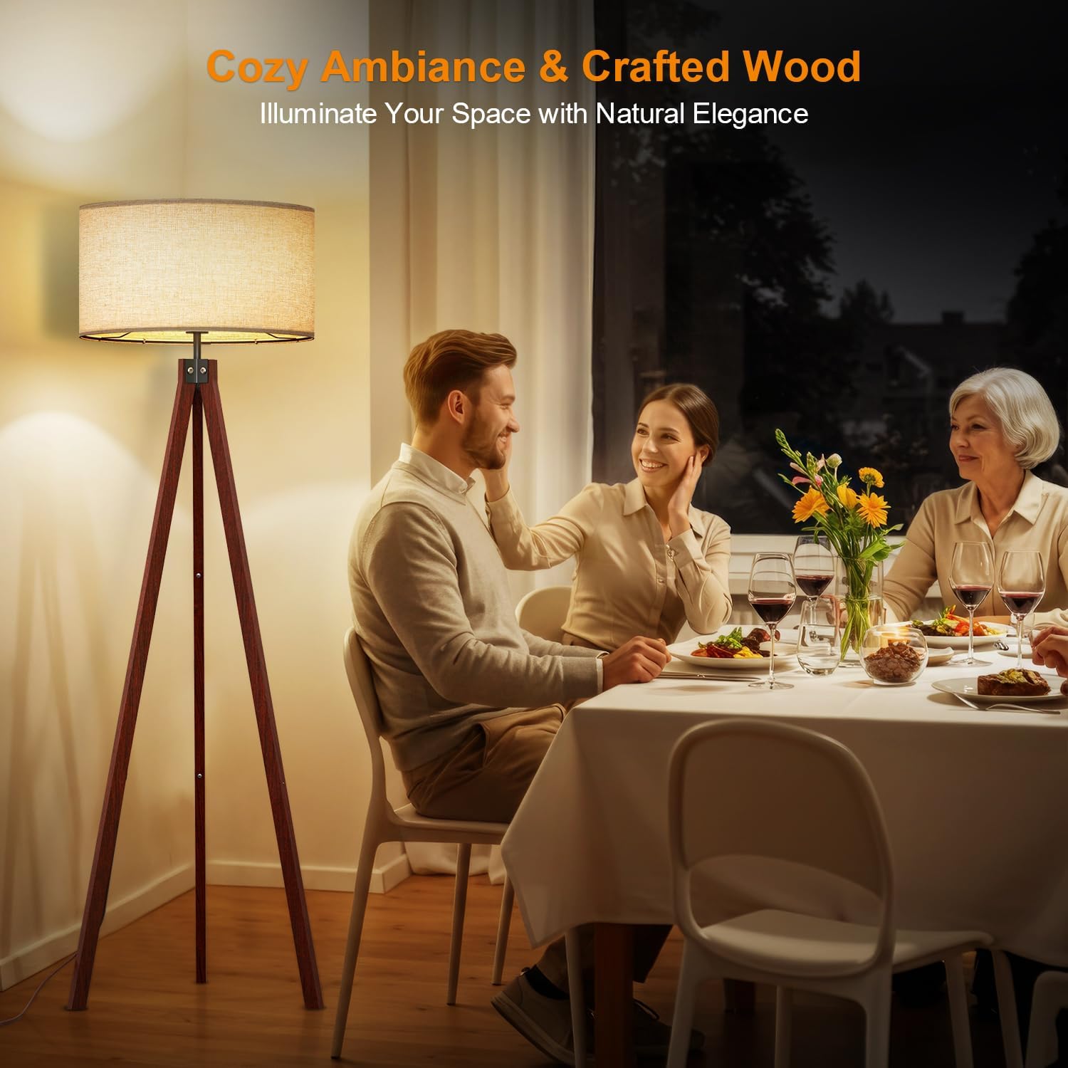 Wood Tripod Floor Lamp, Mid Ce - Floor Lamp Tripod reseña y precio